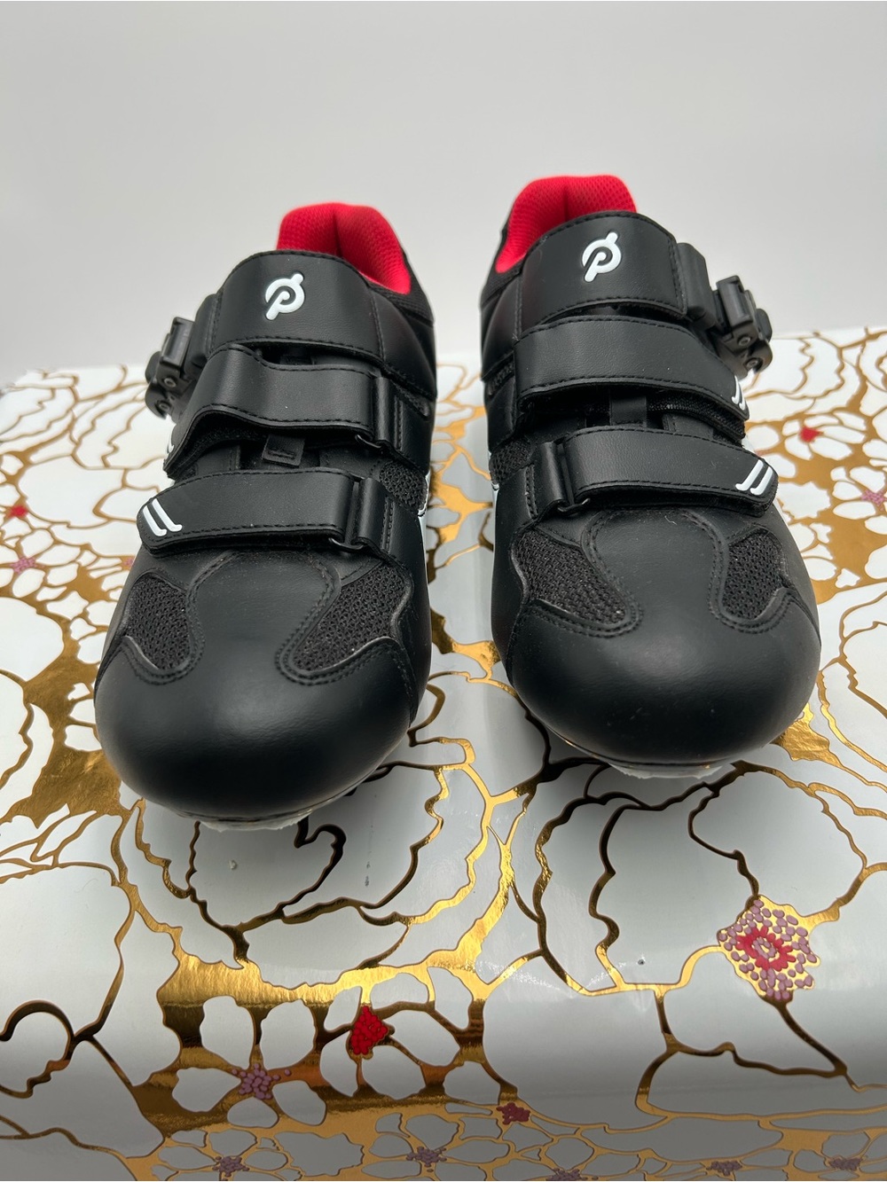 Peloton Black and Red Men's Athletic Cycling Shoes with Dial & Straps